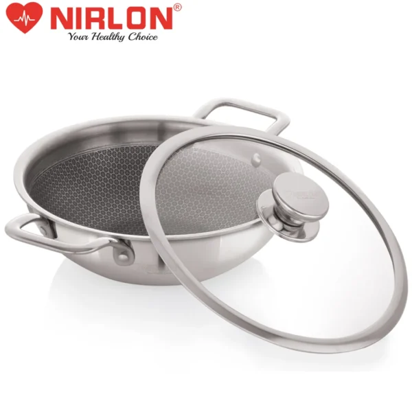 Prima Honeycomb Triply Stainless Steel Deep Kadai with Glass Lid- Wholesale Deals | Non-Toxic | Safe to Use | Easy Cleaning (Induction and Gas Stove Friendly) - Image 2
