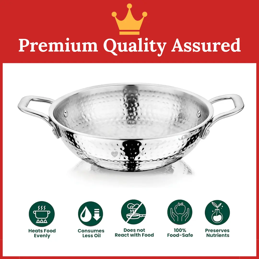 Hammered Stainless Steel TriPly Kadai