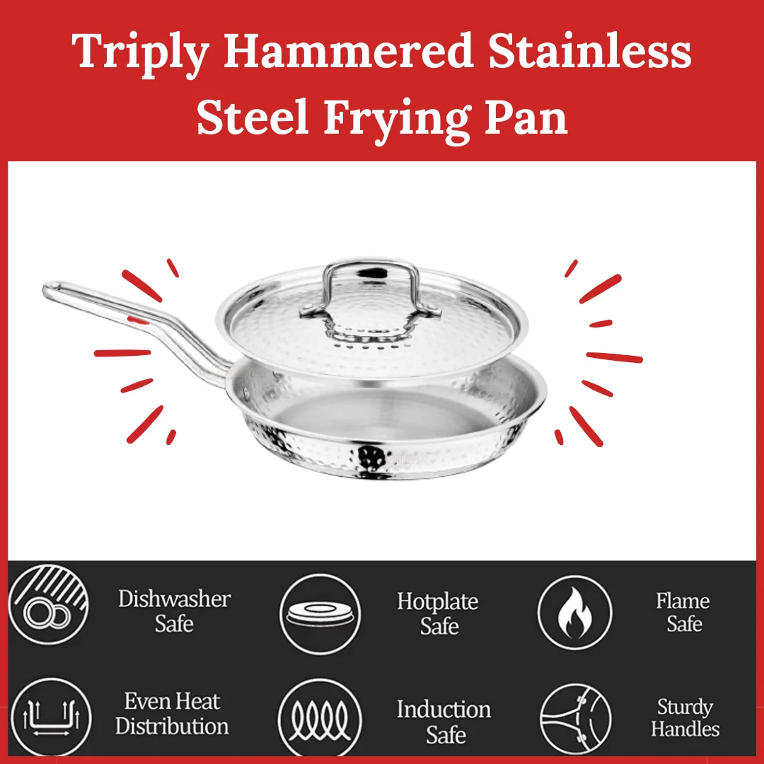 Triply Hammered Stainless Steel Frying Pan for Frying