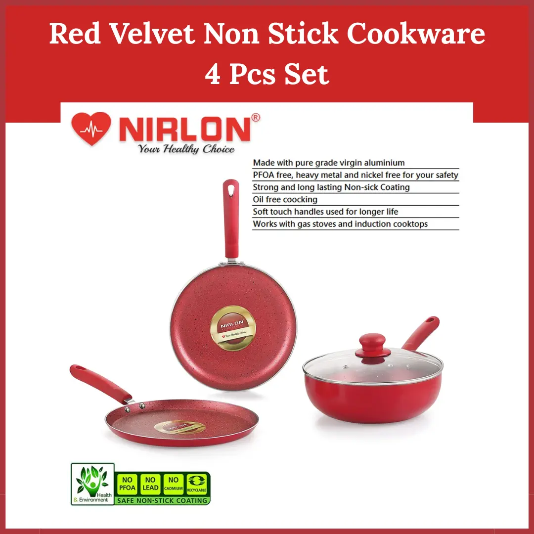 Red Velvet Non Stick Cookware 4 Pcs Set