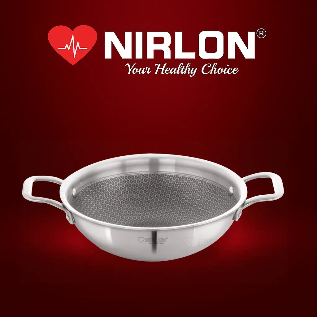 Prima Honeycomb Triply Stainless Steel Deep Kadai | Non-Toxic | Safe to Use | Easy Cleaning (Induction and Gas Stove Friendly)