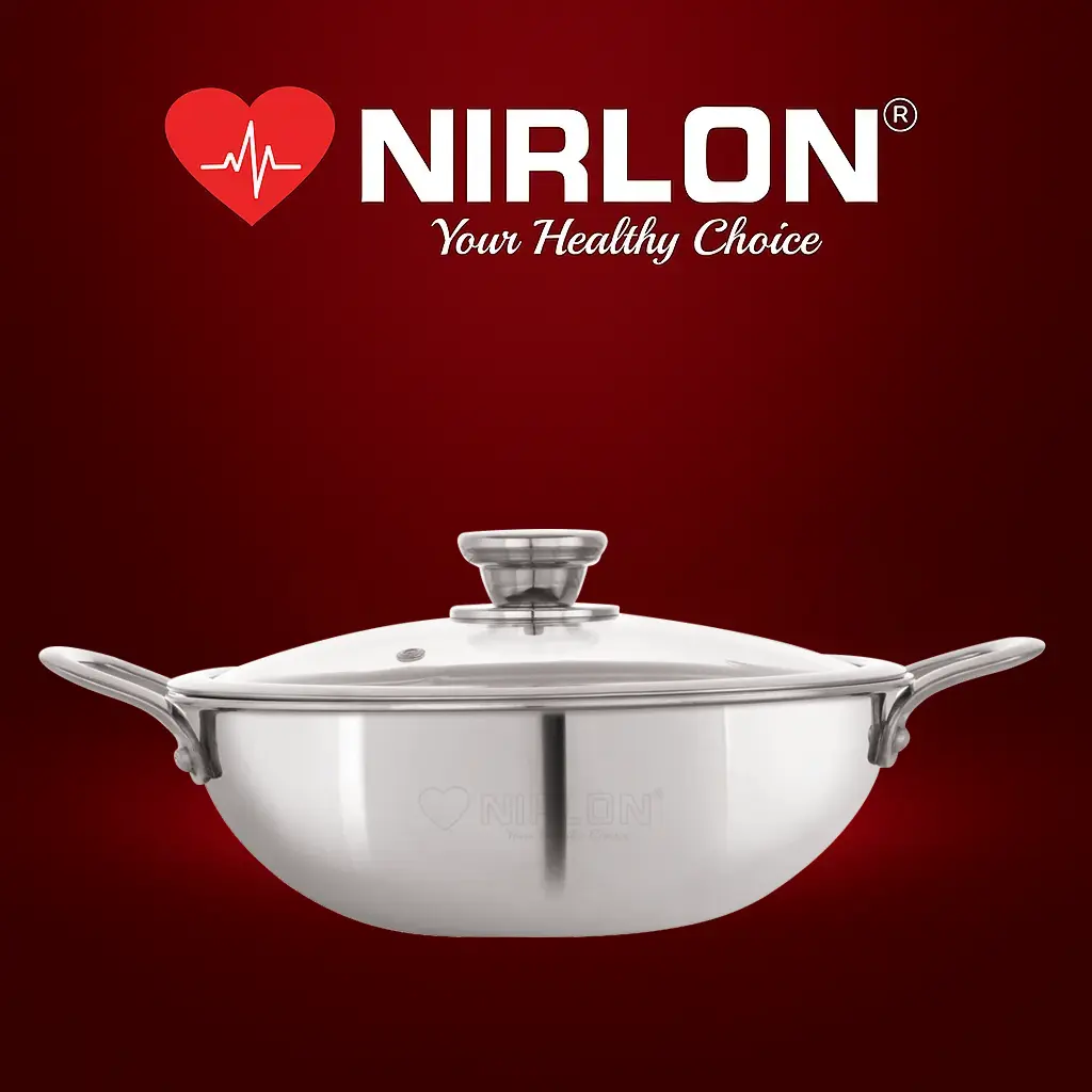 Smart Triply Stainless Steel Kadai (Glass Lid)