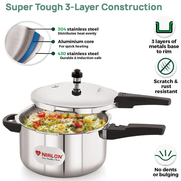 Triply Stainless Steel Dome Outer Lid Pressure Cooker