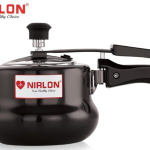 NIRLON Induction and Gas Compatible Hard Anodised Handi Shape Inner Lid Aluminium Pressure Cooker, Black