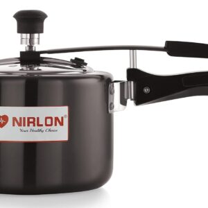 NIRLON Induction and Gas Compatible Hard Anodised Inner Lid Aluminium Pressure Cooker, Black