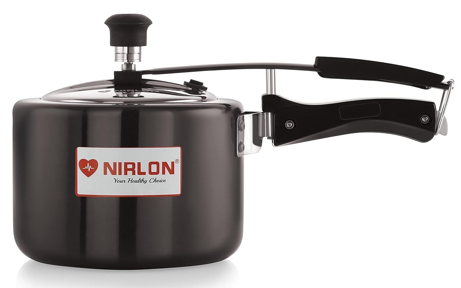 NIRLON Induction and Gas Compatible Hard Anodised Inner Lid Aluminium Pressure Cooker, Black
