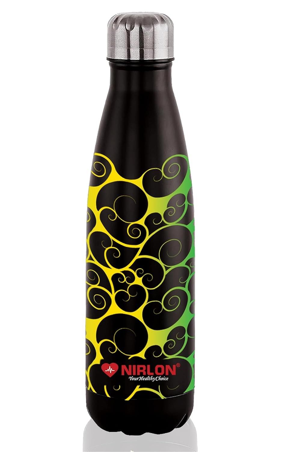 NIRLON Cola Black Stainless Steel Double Wall Vaccum Insulated Bottle 500ml Leak Proof/Insulated Hot & Cold Water Bottle Flask/Office, Gym, Travel Bottle (UV Printed Bottle|Swirl) - Image 6