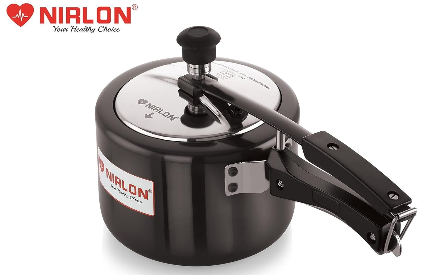 NIRLON Induction and Gas Compatible Hard Anodised Inner Lid Aluminium Pressure Cooker, Black - Image 3