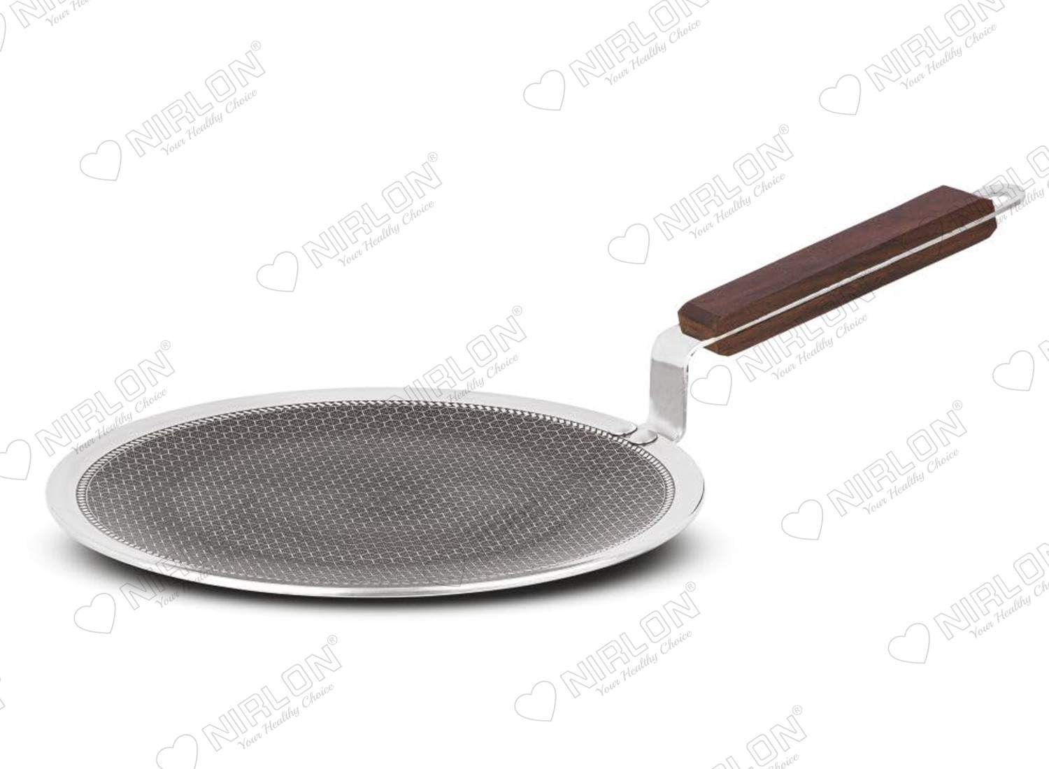 NIRLON Woody Honeycomb Triply Wooden Handle Stainless Steel Cookware Concave Tawa 27cm |Safe to Use|Uniform Heating|Metal Spatula Friendly(Induction and Gas Stove Friendly) - Image 2