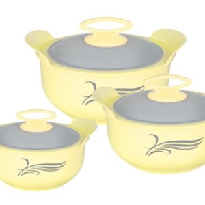 NIRLON Delight Inner Steel Casserole (800ml, 1200ml, 2000ml), Gift Set of 3, | PU Insulated | BPA Free | Food Grade | Easy to Carry | Easy to Store | Ideal For Chapatti | Roti | Curd Maker