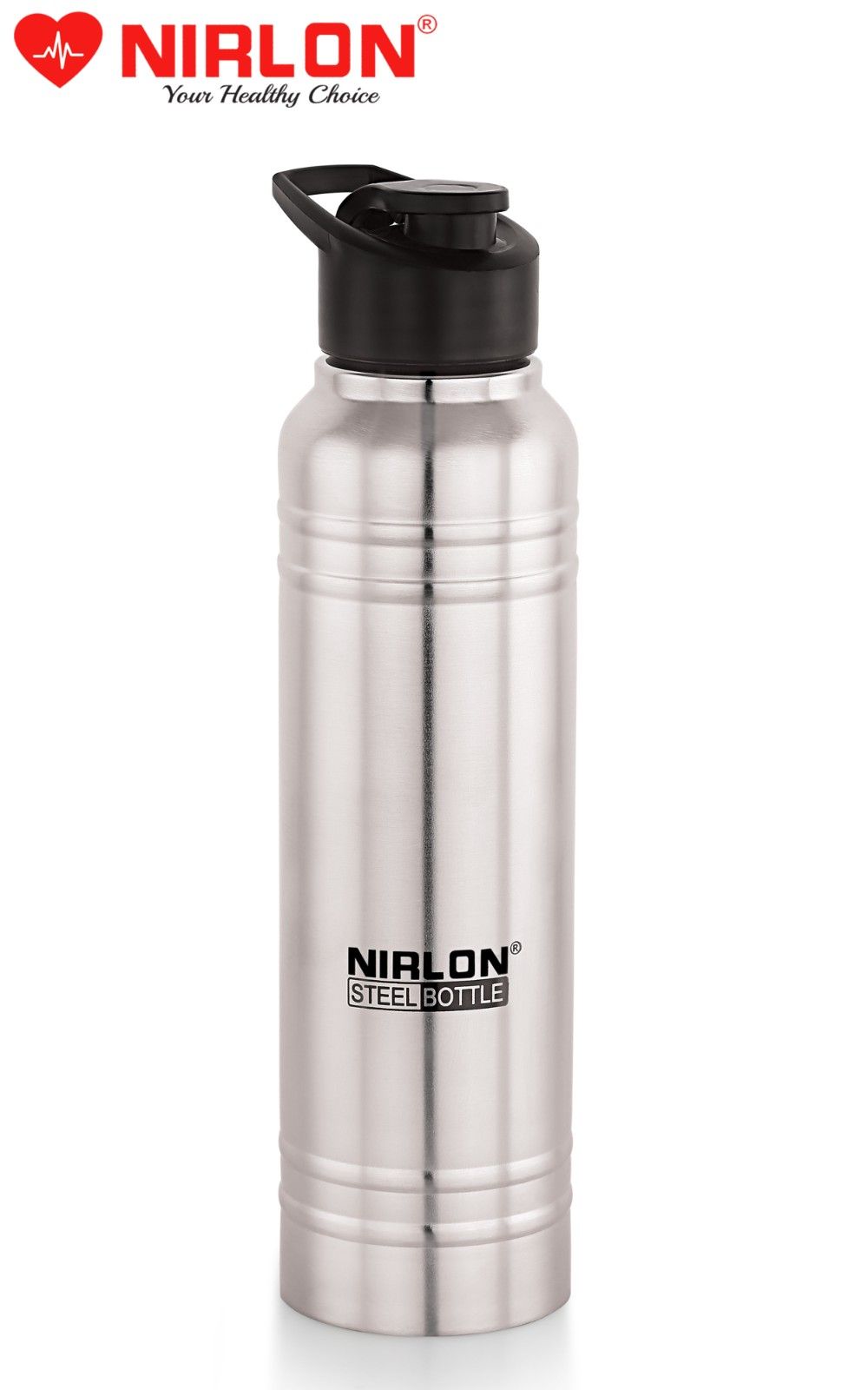 NIRLON Polo Sport Flip Single Wall Stainless Steel Bottle with Flip Cap, Set of 1, 1000ml|Silver|100% Leak Proof|Office Bottle|Gym Bottle |Hiking |Treking Bottle|Travel Bottle|Fridge Bottle