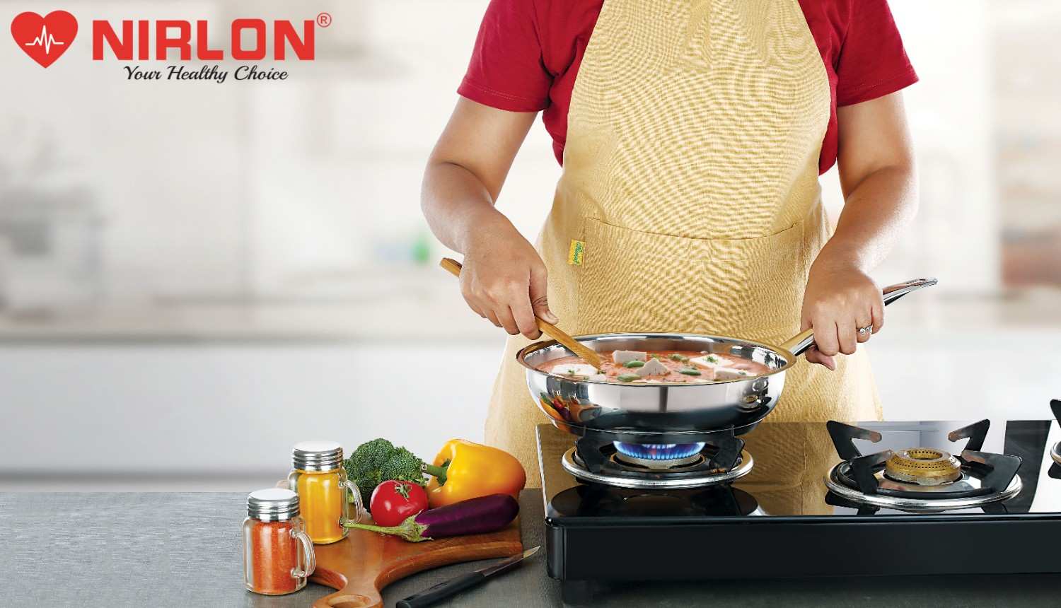 NIRLON Deluxe Stainless Steel Fry Pan, Induction Friendly, Impact Bonded Tri-ply Bottom 24cm | 2.3 Liter - Image 4