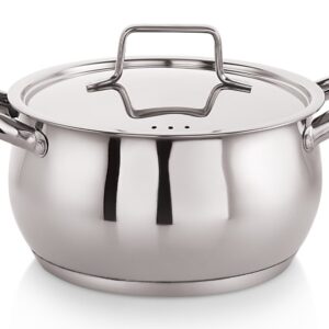 NIRLON Tri-Ply Deluxe Series Stainless Steel Impact Bonded Bottom Induction Handi Casserole with Steel Lid, 16 cm / 2.2 Litres, Dishwasher Safe | Flame Safe | Gas Stove Safe | Hot Plate Safe