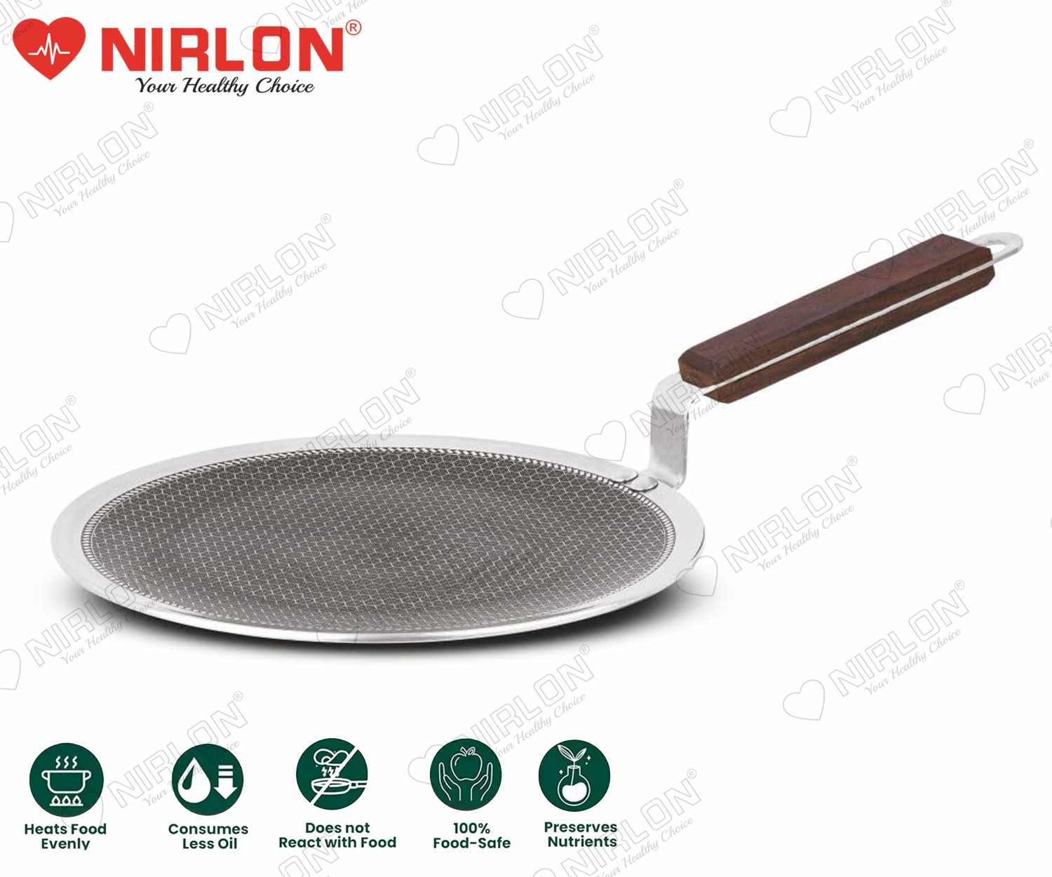 NIRLON Woody Honeycomb Triply Wooden Handle Stainless Steel Cookware Concave Tawa 27cm |Safe to Use|Uniform Heating|Metal Spatula Friendly(Induction and Gas Stove Friendly) - Image 3