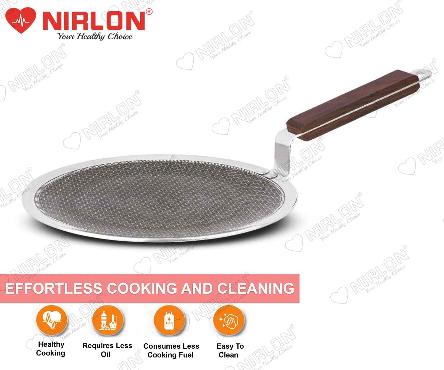 NIRLON Woody Honeycomb Triply Wooden Handle Stainless Steel Cookware Concave Tawa 27cm |Safe to Use|Uniform Heating|Metal Spatula Friendly(Induction and Gas Stove Friendly) - Image 4