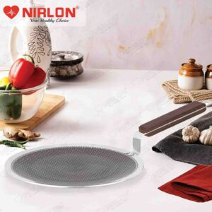 NIRLON Woody Honeycomb Triply Wooden Handle Stainless Steel Cookware Concave Tawa 27cm |Safe to Use|Uniform Heating|Metal Spatula Friendly(Induction and Gas Stove Friendly)