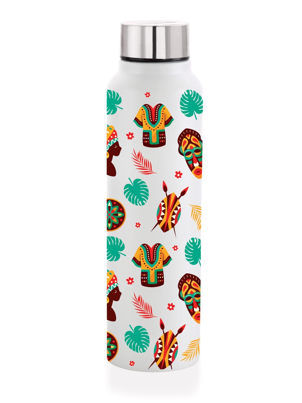 NIRLON Tribal Art UV Printing & 3D Embossed Water Bottle, Stainless Steel Bottle Wide Mouth, Leak Proof | Single Walled Suitable for Both Indoor & Outdoor 1000ML Capacity Set of 1 - Image 2