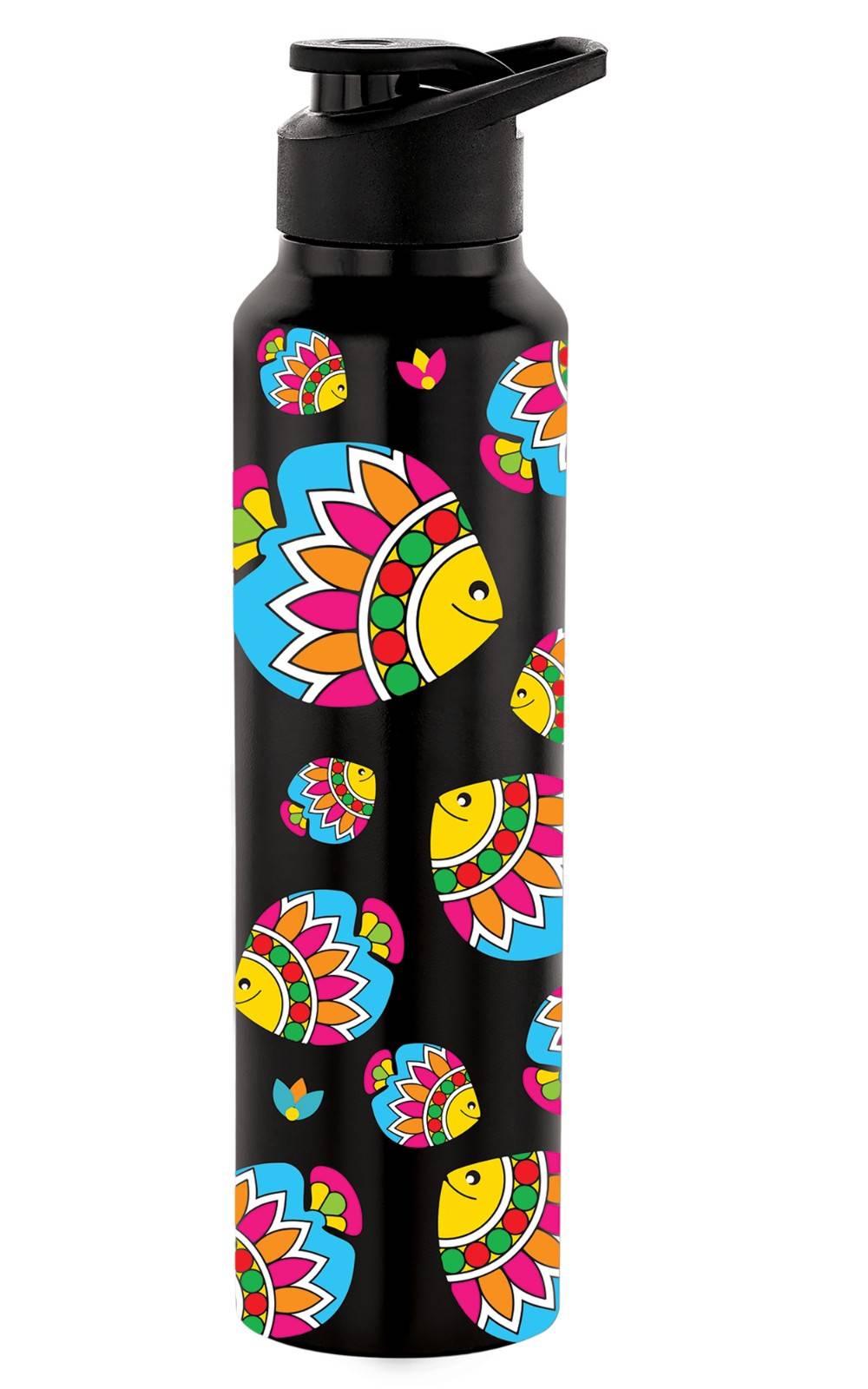 NIRLON Classic Flip UV Printed Single Wall Stainless Steel Sipper Cap Water Bottle 1000ml |Fridge Water Bottle| Office Bottle|Gym Bottle|School Bottle|Treking Bottle|Travel Bottle (Artsy Fish Design) - Image 2
