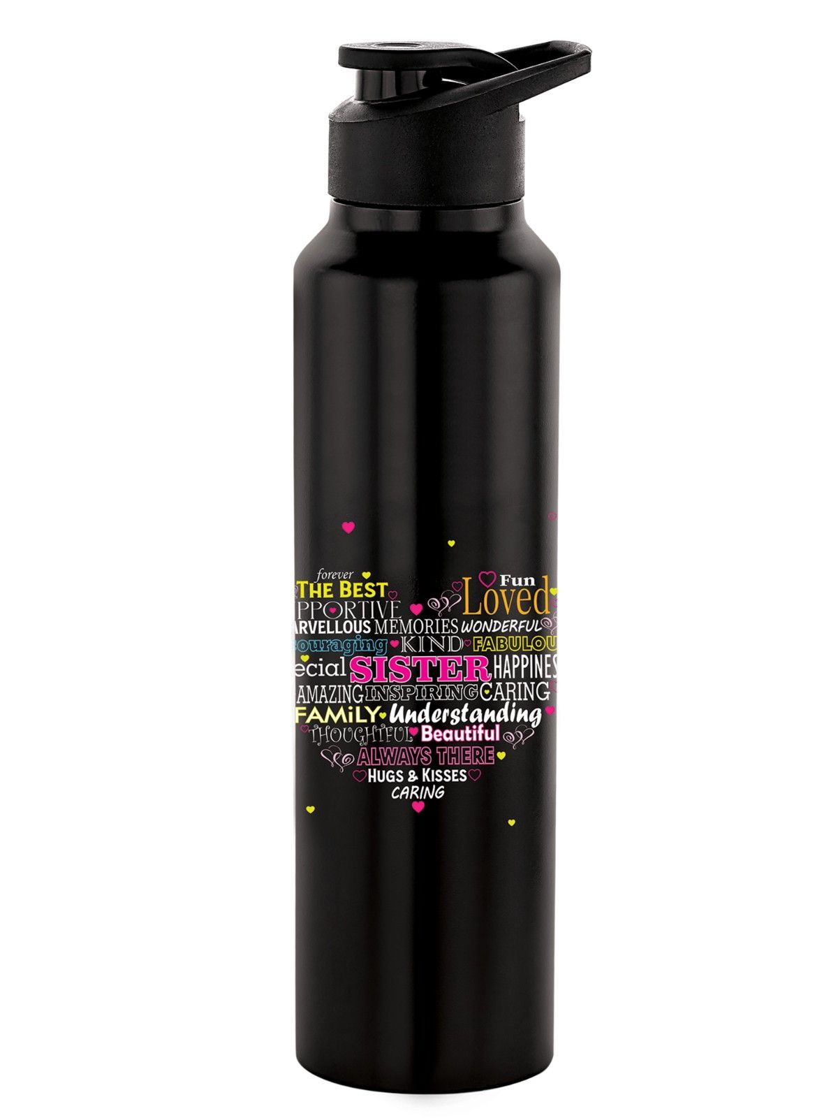 NIRLON Classic Flip UV Printed Single Wall Stainless Steel Sipper Cap Water Bottle 1000ml |Fridge Water Bottle| Office Bottle|Gym Bottle|School Bottle|Treking Bottle|Travel Bottle (Sister Design) - Image 2