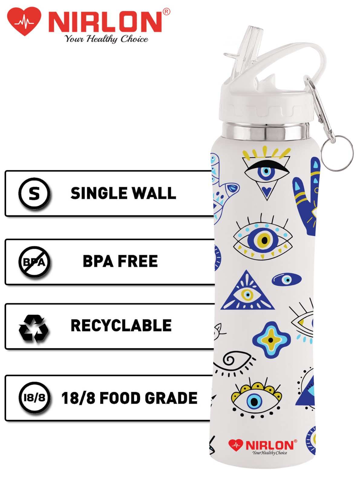 NIRLON Flip Bot Stainless Steel Rubber Finish Water Bottle with Straw Lid For Fridge, School,Gym,Home,office,Boys, Girls, Kids, Leak Proof(UV Printed Bottle|Hip Hop|SIPPER CAP) - Image 5