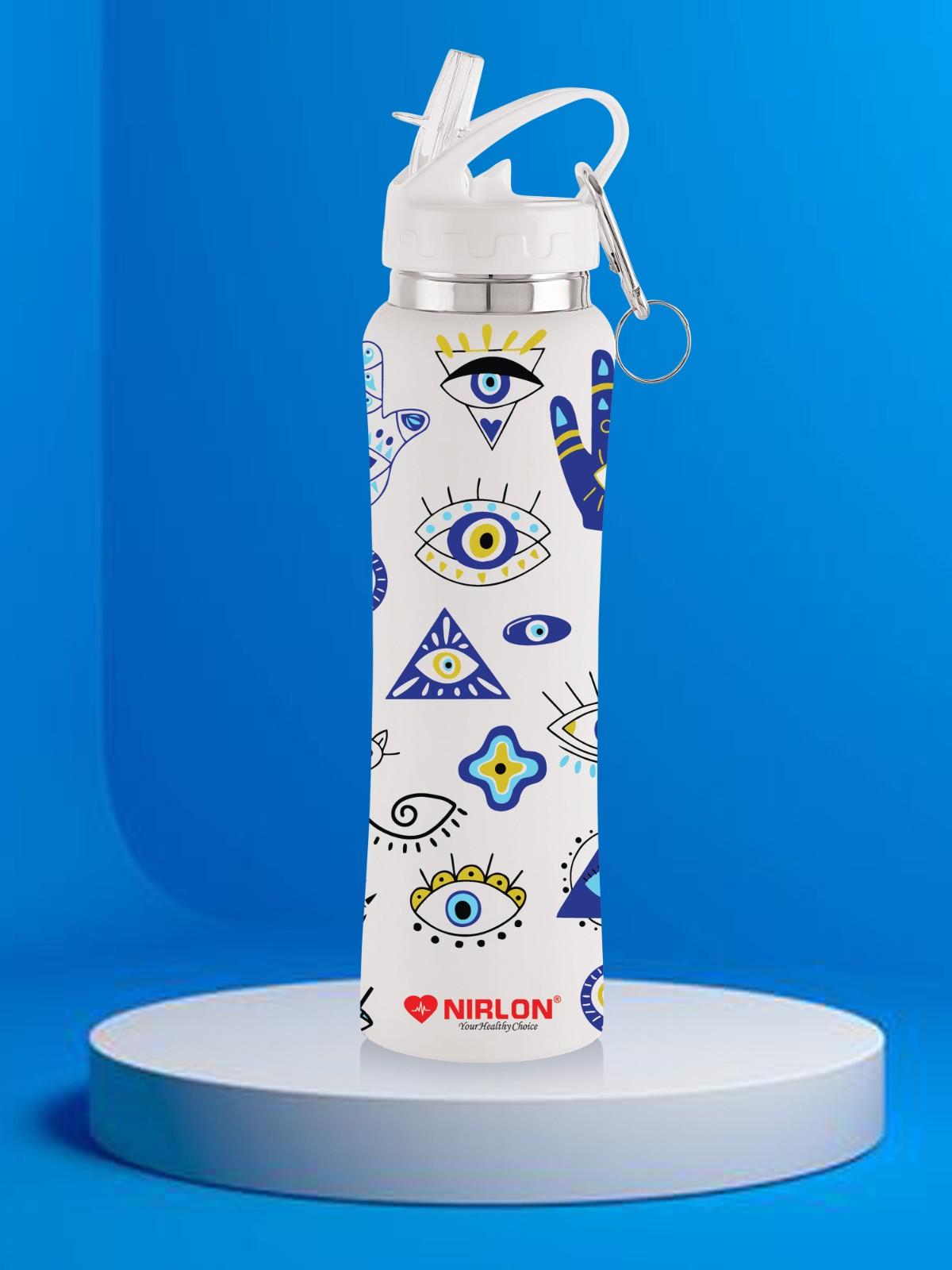 NIRLON Flip Bot Stainless Steel Rubber Finish Water Bottle with Straw Lid For Fridge, School,Gym,Home,office,Boys, Girls, Kids, Leak Proof(UV Printed Bottle|Hip Hop|SIPPER CAP)