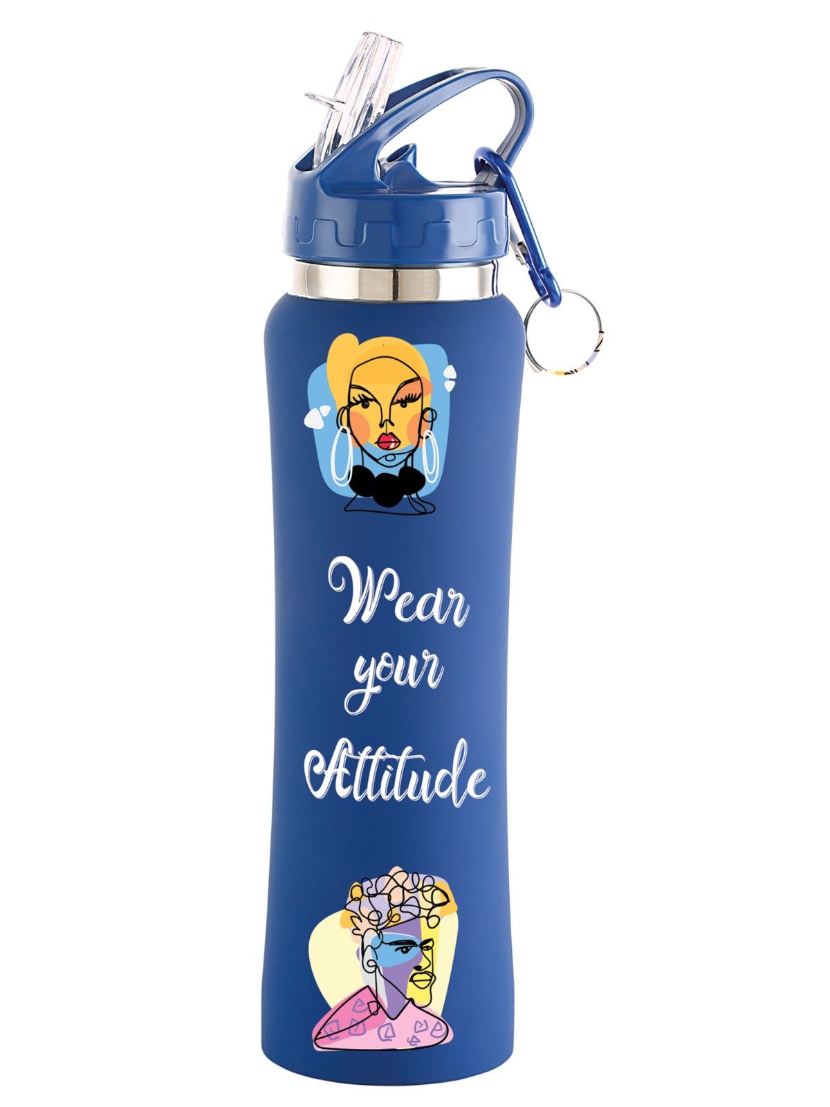 NIRLON Flip Bot Stainless Steel Rubber Finish Water Bottle with Straw Lid For Fridge, School,Gym,Home,office,Boys, Girls, Kids, Leak Proof(UV Printed Bottle|Wear Your Attitude|SIPPER CAP) - Image 2