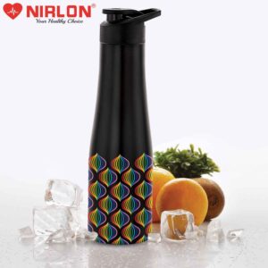 NIRLON Tall Bell Single Wall Stainless Steel Water Bottle 1000ml, Water Bottles For Fridge, School,Gym,Home,office,Boys, Girls, Kids, Leak Proof(UV Printed Bottle|3D Color Bubble|SIPPER CAP)
