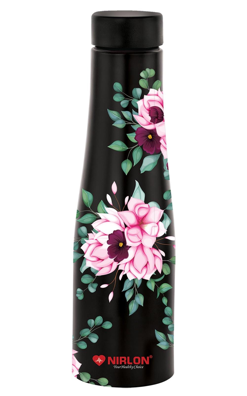 NIRLON Tall Bell Single Wall Stainless Steel Water Bottle 1000ml, Water Bottles For Fridge, School,Gym,Home,office,Boys, Girls, Kids, Leak Proof (UV Printed Bottle|Bloom) - Image 2