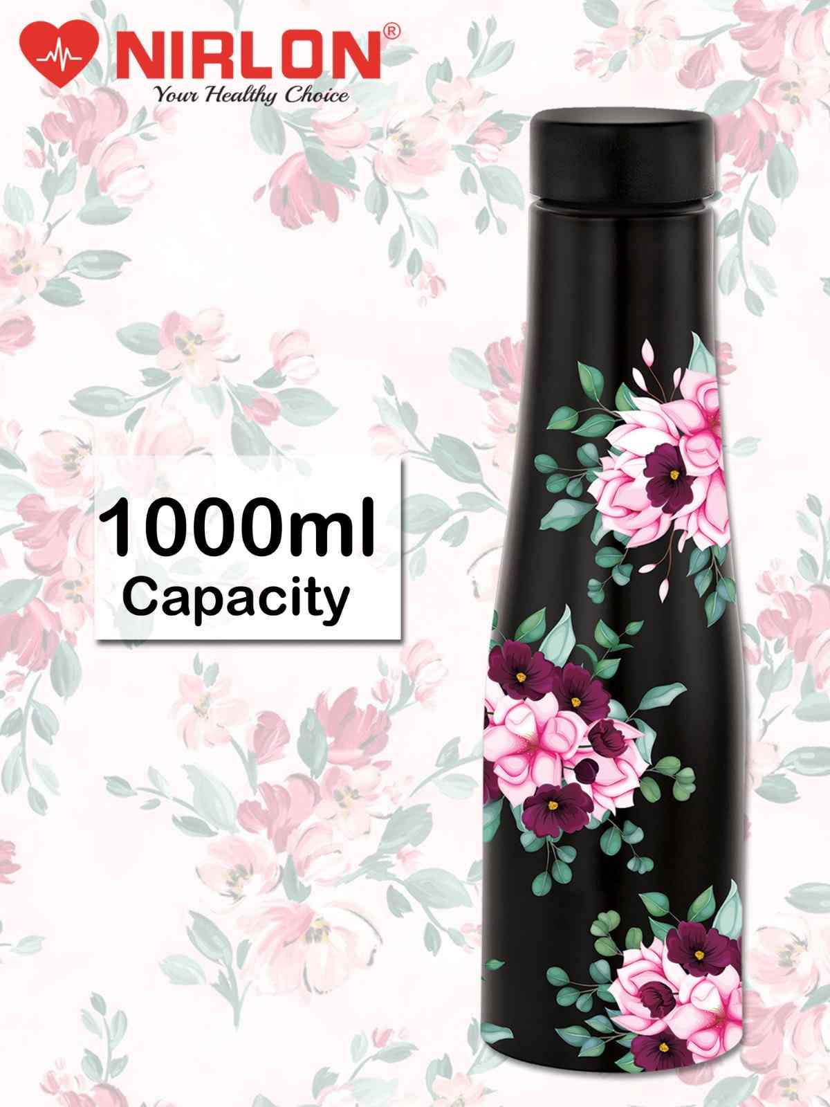 NIRLON Tall Bell Single Wall Stainless Steel Water Bottle 1000ml, Water Bottles For Fridge, School,Gym,Home,office,Boys, Girls, Kids, Leak Proof (UV Printed Bottle|Bloom) - Image 7