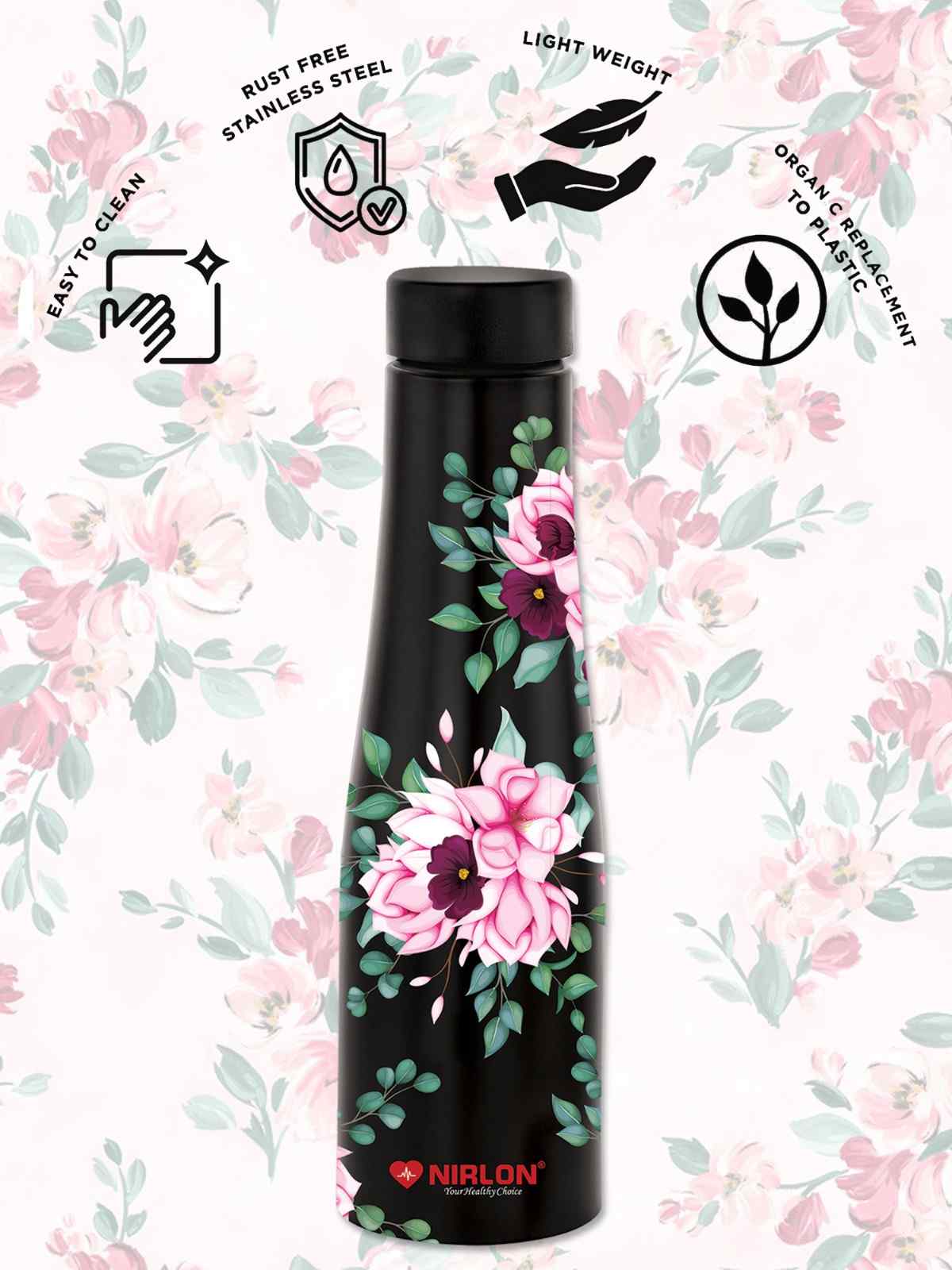 NIRLON Tall Bell Single Wall Stainless Steel Water Bottle 1000ml, Water Bottles For Fridge, School,Gym,Home,office,Boys, Girls, Kids, Leak Proof (UV Printed Bottle|Bloom) - Image 6