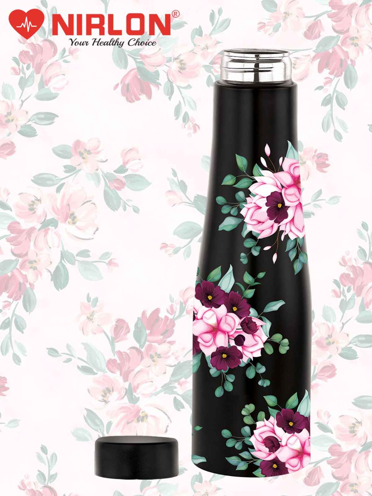 NIRLON Tall Bell Single Wall Stainless Steel Water Bottle 1000ml, Water Bottles For Fridge, School,Gym,Home,office,Boys, Girls, Kids, Leak Proof (UV Printed Bottle|Bloom) - Image 3