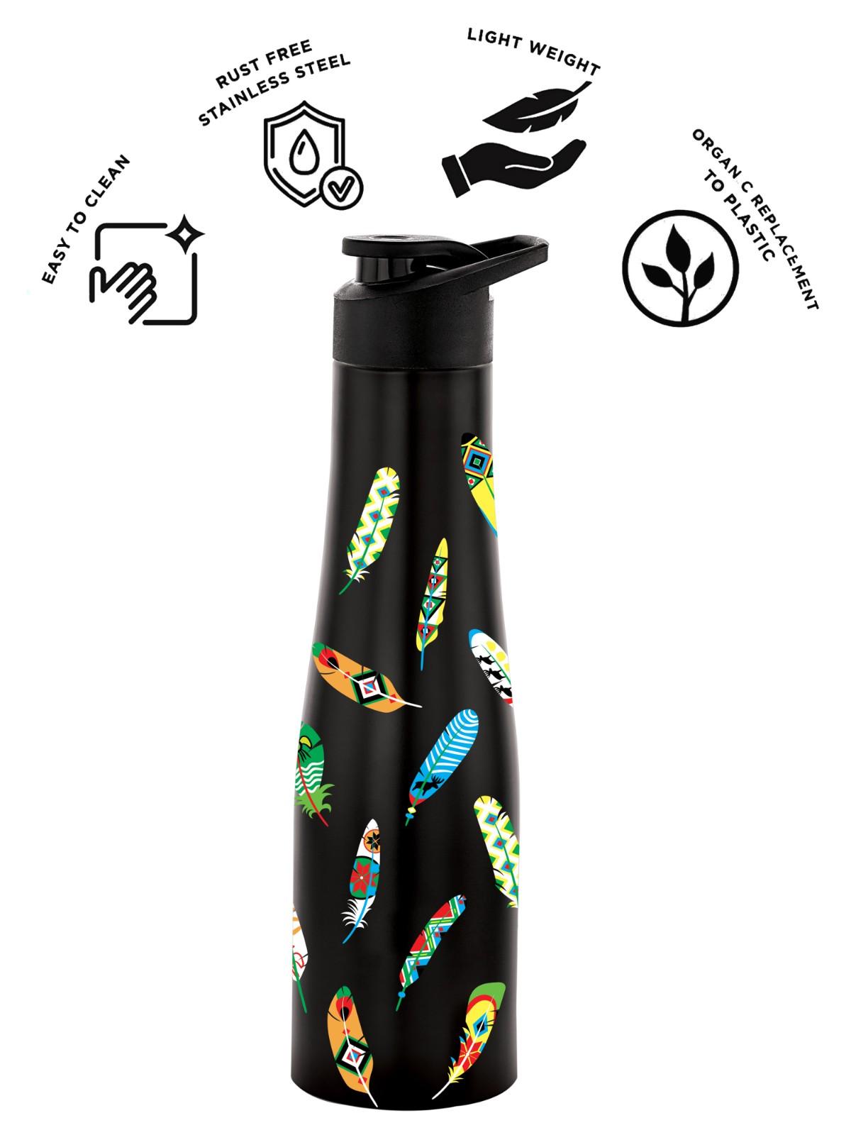 NIRLON Tall Bell Single Wall Stainless Steel Water Bottle 1000ml, Water Bottles For Fridge, School,Gym,Home,office,Boys, Girls, Kids, Leak Proof (UV Printed Bottle|Quill) - Image 5