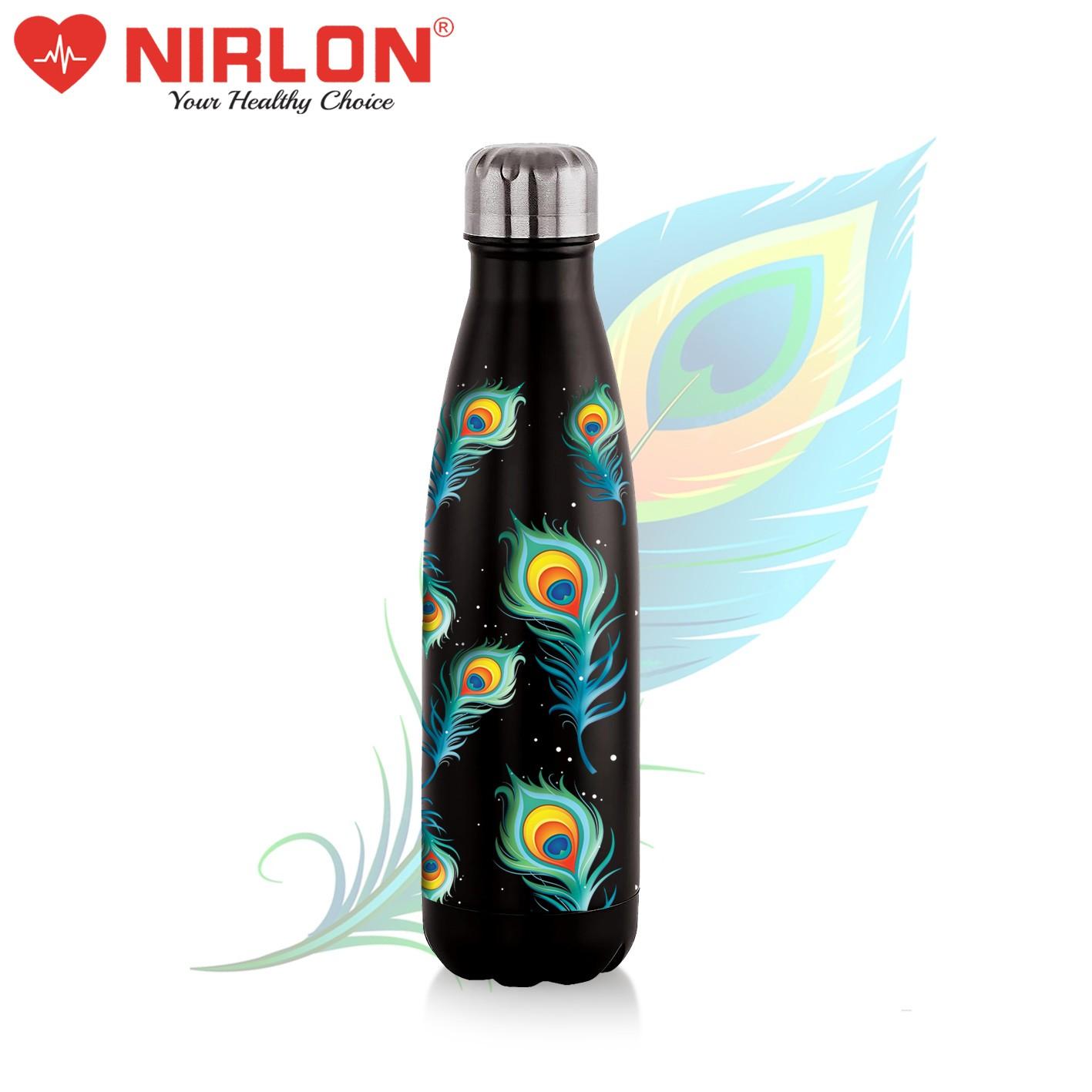 NIRLON Cola Black Mor Pankh Stainless Steel Double Wall Vaccum Insulated Bottle/Leak Proof/Insulated Hot & Cold Water Bottle/Office, Gym, Travel Bottle, 500ml - Image 3