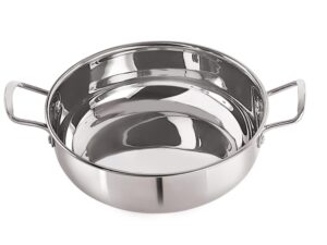 NIRLON Stainless Steel Induction Base Kadhai/Sandwich Bottom Kadai Without Lid, Silver