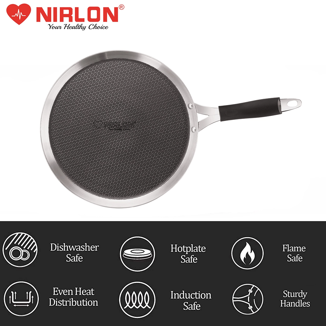 NIRLON Triply Honeycomb Flat Tawa 29cm - Image 4